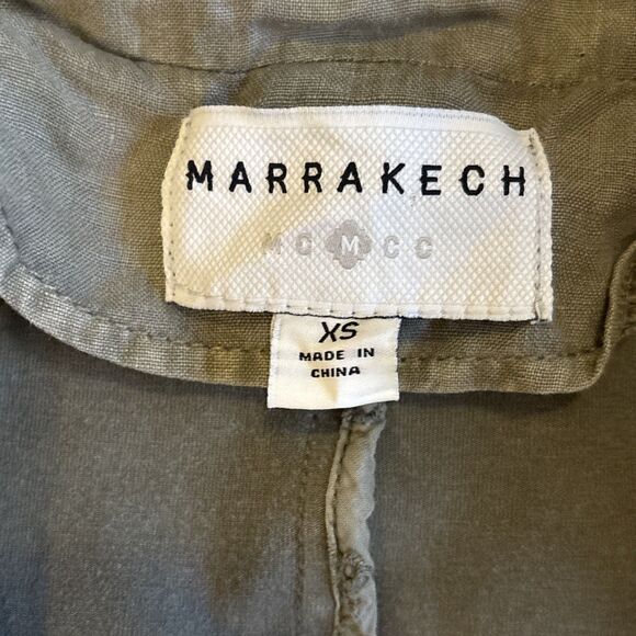 Marrakech By Anthropologie Womens Army Green Open Collared Linen Vest XSmall - Picture 4 of 13